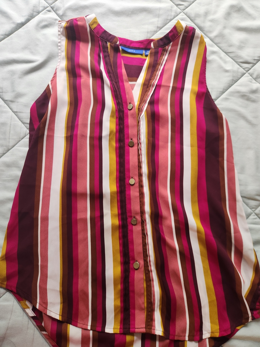 Apt. 9 Striped Button-Front Sleeveless Top - Pink, Burgundy, Mustard, White